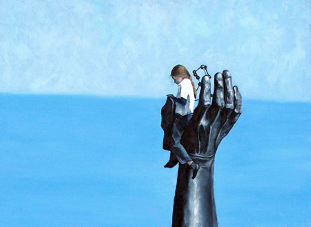 'Alice on the Hand' Oil on canvas  45 x 60.5 cm 2006