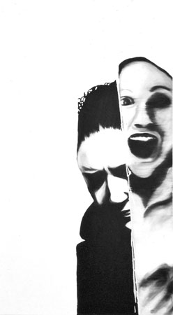 'Divided' Oil and gloss on board 140 x 65 cm  2004